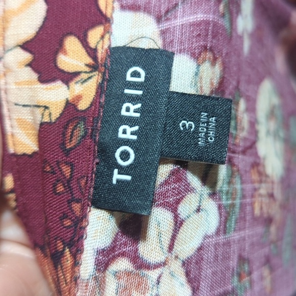 Torrid Textured Stretch Rayon Dark Academia Wine Floral Romantic Tunic Sz 3x - Picture 9 of 12